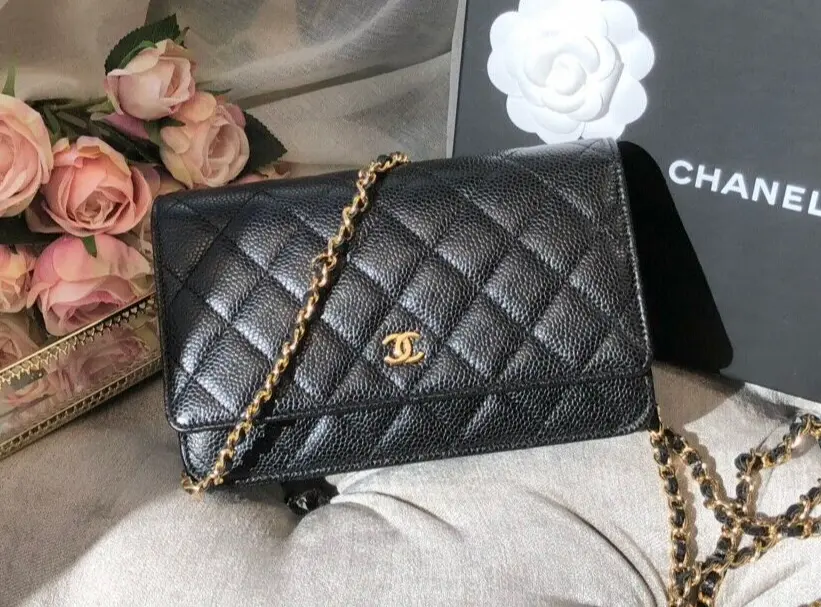 Chanel Black Caviar Quilted Leather Cc Woc Gold Cc Hw Bag Wallet On Chain  New | Ebay