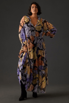 the marais printed chiffon maxi dress NEW Anthropologie The Marais Printed Chiffon Maxi Dress Size PXS