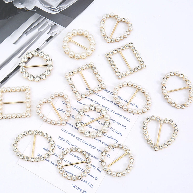 Pearl Rhinestone Buckle Corner Knot Buckle Ring Waist Buckle Light Luxury ^ - Image 3 of 4