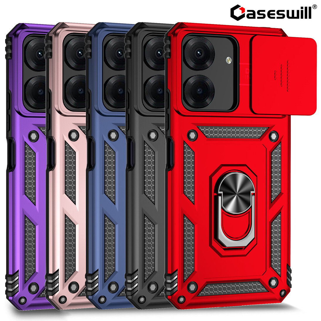 For Xiaomi Redmi 15C 14C 13C Case Shockproof Armor Ring Stand