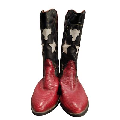 The Leather Collection Leather Upper red and star boots