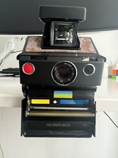 Vintage Polaroid SX-70 Land Camera  Tan Leather  Orig Box  See Desc