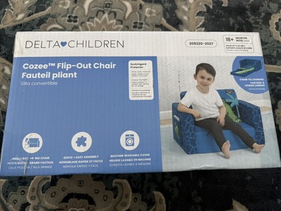 Dinosaur Blue Flip Out Chair To Lounger Couch Sofa For Kids Boys Toddlers 1-3 