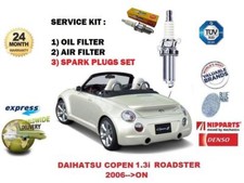 FOR DAIHATSU COPEN 1.3 TURBO 2005-->ON OIL AIR FILTER + SPARK PLUGS SERVICE KIT