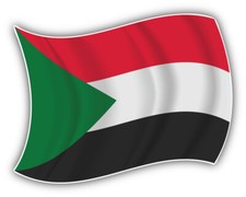 Sudan Flag Waving Car Bumper Sticker Decal