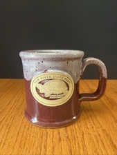 Sunset Hill Stoneware Mug Handmade Drip Glaze - Maroon Haw River State Park, NC