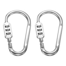 4.3 Inch Length Combination Lock, 2PCS 3 Dial Digit Combo D-Ring Locking, Silver