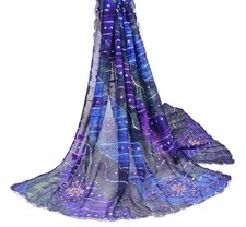 Sushila Vintage Multi-Color Tie-Dye Dupatta Pure Georgette Hand Work Long Stole