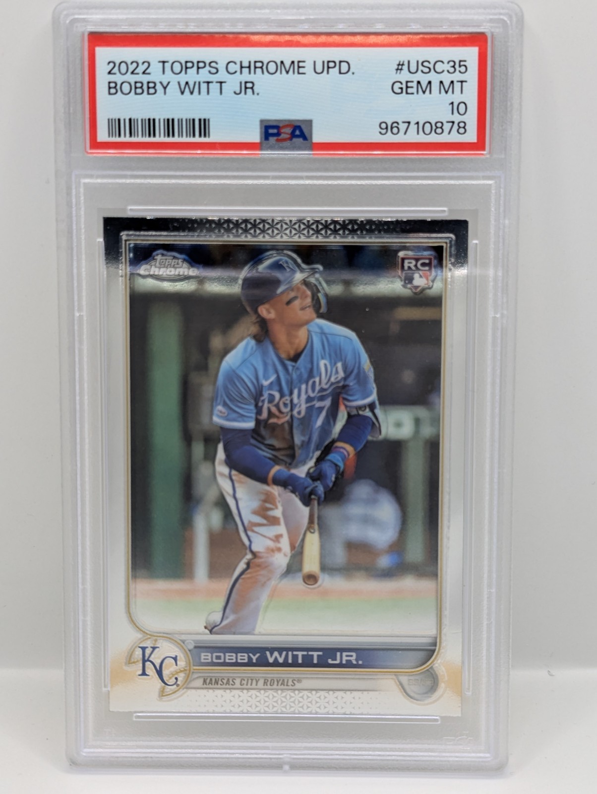 2022 Topps Chrome Update Bobby Witt Jr PSA 10 USC35 Royals view 1