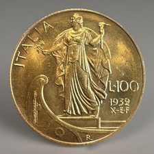 100 LIRE 1932 X RARA QFDC ORO GIG.11 REGNO D’ITALIA VITTORIO EMANUELE III ROMA