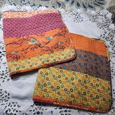 Lush Decor King Pillow Shams Set of 2 Orange Purple Boho Bird Quilted 20x36