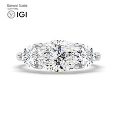 Oval Diamond Trilogy Ring Platinum Labgrown 6 Ct Solitaire