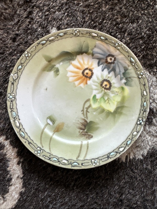 Nippon Green Floral Moriage 6 In Plate
