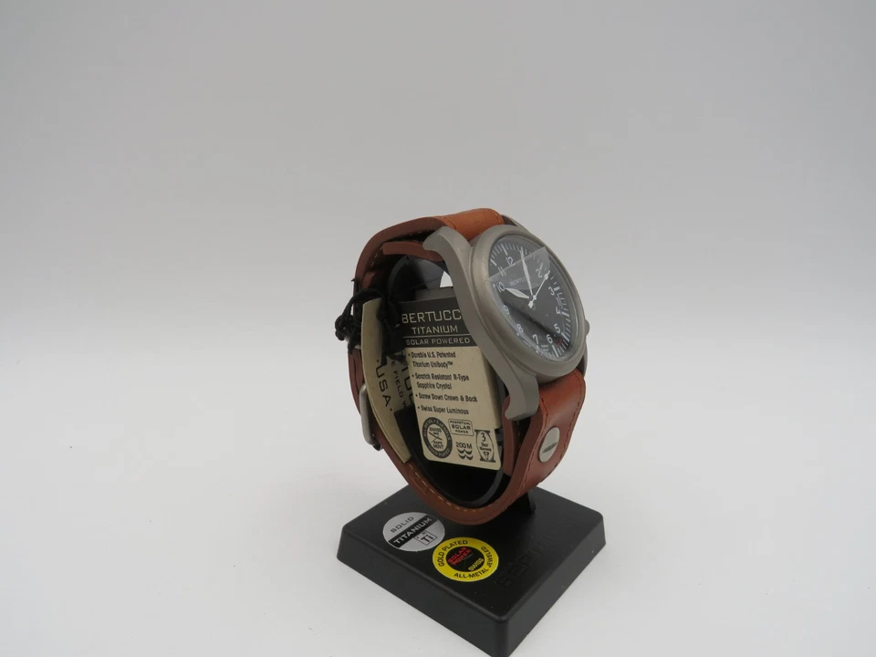 BERTUCCI 13902 A-4TS AERO Solar Black dial Vintage Tan w/ Post Screw Leather NEW - Image 3 of 4