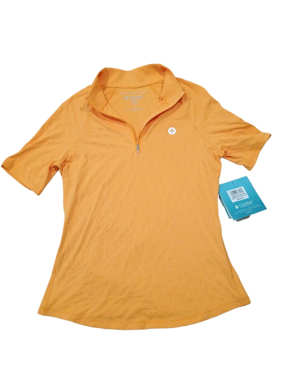 Coolibar Women's Medium Orange Albatrose Golf Elbow Sleeve Top UPF 50 Active NWT