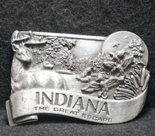 WI09157 VINTAGE 1984 INDIANA THE GREAT ESCAPE STATE COMMEMORATIVE BELT BUCKLE