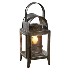 Lantern Lamp Night Light  Galvanized Metal Glass Primitive Country Farmhouse