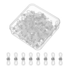 Eyeglass Chain End, 120 Pcs Round Chain Connector with Medium Box, White/Silver