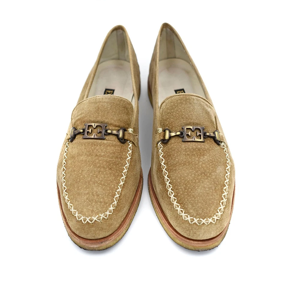 Escada желтовато-коричневый замши мокасины стиль мокасины плоскостях с коренастый резиновая подошва размер 9 B / 39 - Изображение 3 из 4