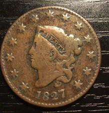 1827 Coronet Head Large Cent, VG+. A130