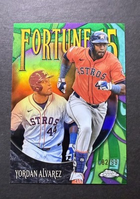 2025 Topps Chrome Yordan Alvarez Fortune 15 Green Refractor /99 Houston Astros