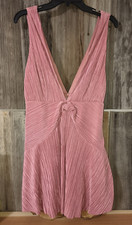 Free People Pink Tie-Front V-Neck Sleeveless Rayon Twist And shout Dress Size 10