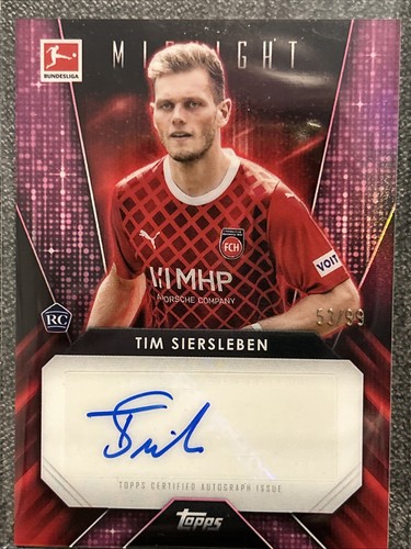 2024 Topps Bundesliga Midnight Purple Glimmer Autograph Tim Siersleben 53/99 RC