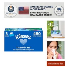 Trusted Care 3-Pack 2-Ply Facial Tissues - 480 Total Unscented Tissues