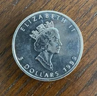 1999 Canadian $5 Silver Maple Leaf .9999 1 oz Fine Bullion RCM One Ounce Toned