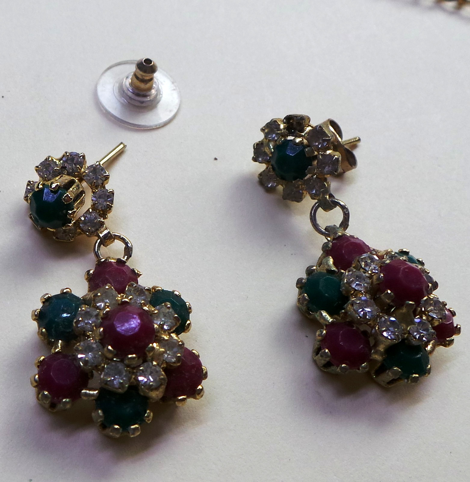 Victorian Necklace 16in With Earrings Goldtone Fa… - image 6