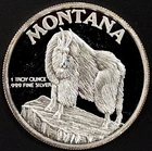 1989 Montana Statehood Centennial, Mountain Goat 1 Tr. Oz .999 Fine Silver round