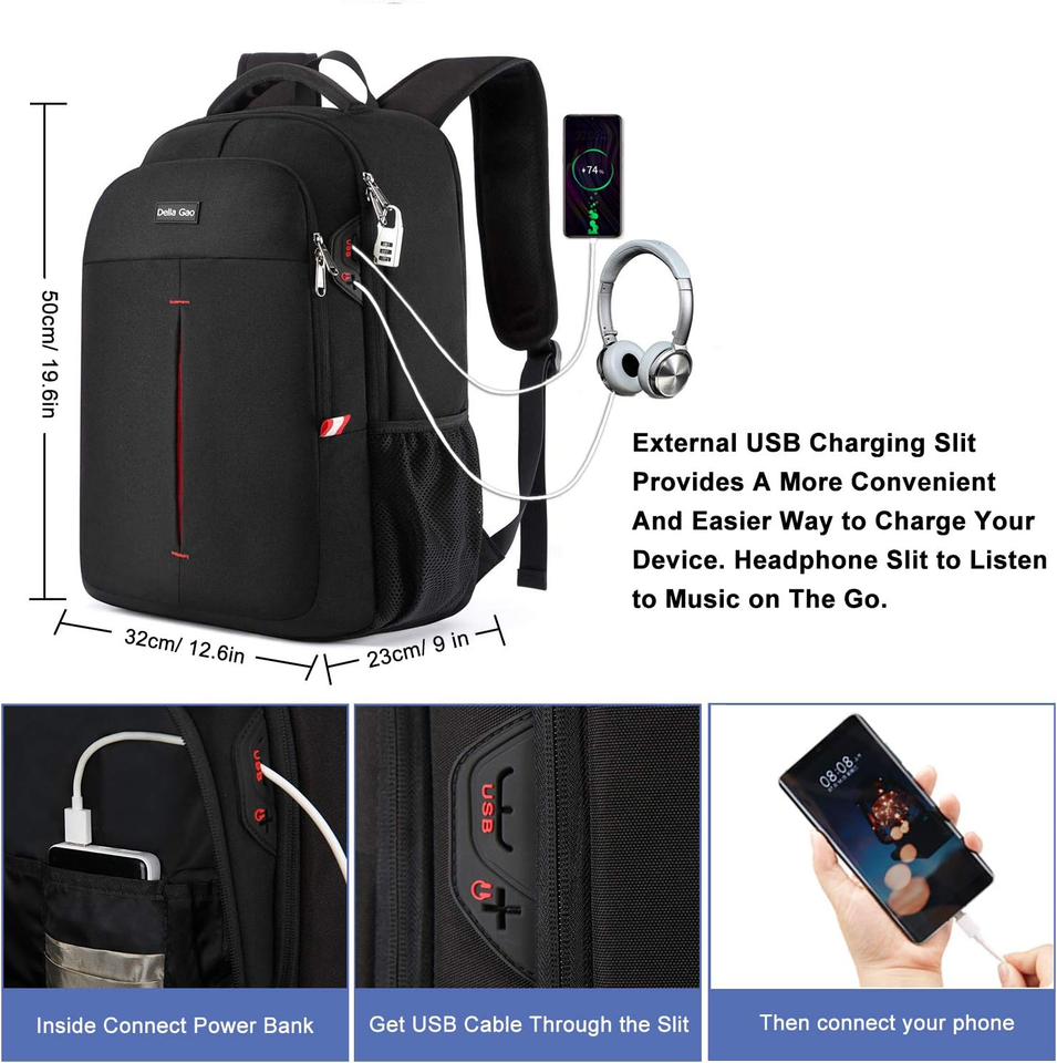 Zaino Laptop 17,3'' Donna LIGHT FLIGHT – Zaino Da Viaggio Rosa Con Porta USB, Antifurto, Per Lavoro, Università E Viaggi