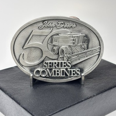 John Deere 50 Series Combines Vintage Belt Buckle 1999 With Stand