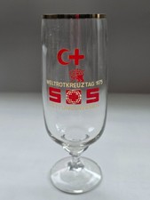 Bierglas - Weltrotkreuztag 1975  - DDR - Glas - Biertulpe mit Goldrand, gebr.