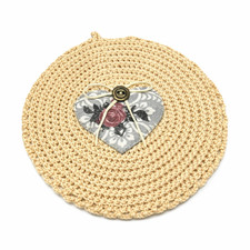 Centrino uncinetto ricamato a mano artigianale presina panna per tavola N11