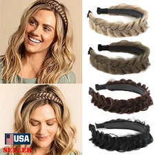 Wide Messy Braided Headband & Teeth Synthetic Hair Plaited Headband for Women US