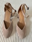 Women's Saludos Block Heel In Nude Suede Sz 6 — photo 1