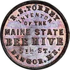 1863 Bangor Maine Civil War Token R S Torrey R5 Scarce Single Merchant State NGC