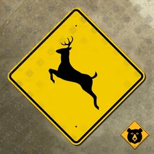 Deer crossing warning highway marker road sign buck doe fawn wildlife 12x12