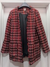Chico's Blazer Jacket- Womens Size 1- Open Front- Multicolor- Houndstooth Tweed