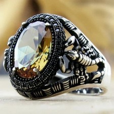 925 Sterling Silver Handmade Jewelry Black Men's Ring All Size Fashion Ring 2025