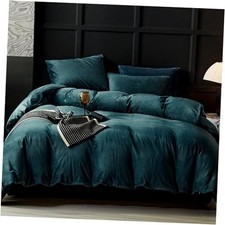 Flannel Velvet Duvet Cover Size Duvet Cover Bedding Sets, King Peacock Blue