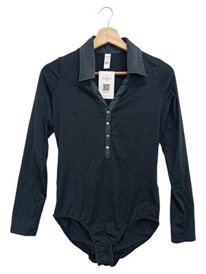 HANRO Damen Body Gr. 34/XS Langarm Casual Blau Baumwolle Elasthan