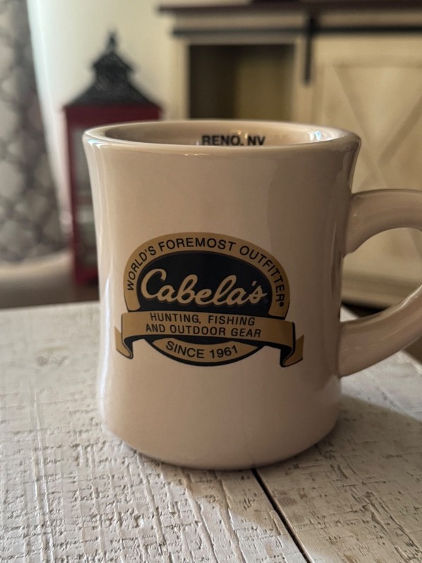 CABELLA'S Mug Hunting Fishing Heavy Diner Style Coffee Cup Mug Las Vegas