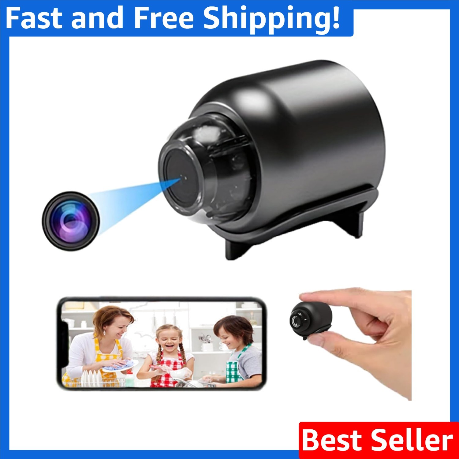 Compact 1080P HD Security Camera with Night Vision & Remote 