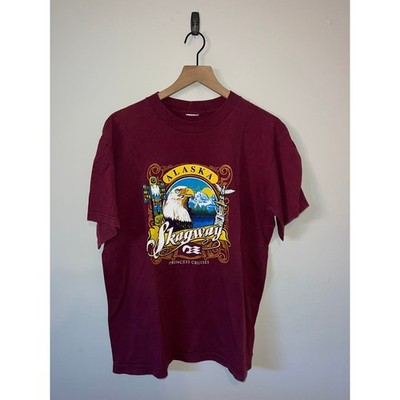 Vintage Alaksa Skagway Shirt Princess Cruises Red Eagle Graphic Tee VTG L Large