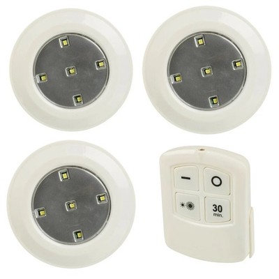 4 kabellose LED Puckleuchten mit Fernbedienung - batteriebetrieben für Küche & Schrank