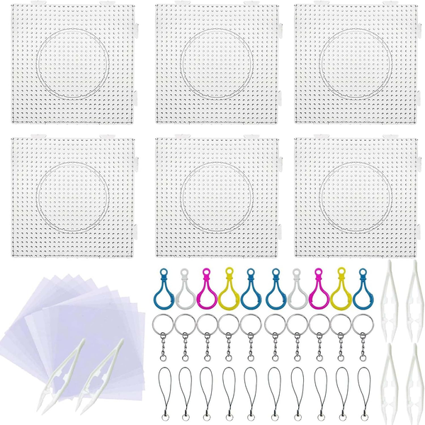 52 StüCk BüGelperlen Stiftplatten Platten BüGelperlen 5 Mm 6 StüCk Groß Quadrat-image