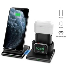 3 In 1 Wireless Charger Station Fast Charging Dock Apple Watch Air Pods iPhone