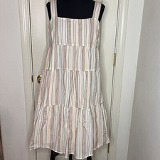 Madewell Button-Back Tiered Dress in Rainbow Stripe Women’s Size Petite 6